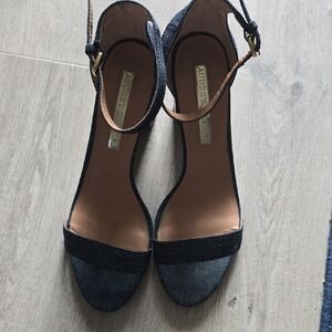 Audrey Brooke Dark Blue Ankle Strap Heels